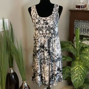 HEIMISH USA - Blue and White Tiered Tie Dye Midi Sundress